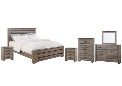Image for Zelen King Panel Bed with Mirrored Dresser, Chest and 2 Nightstands