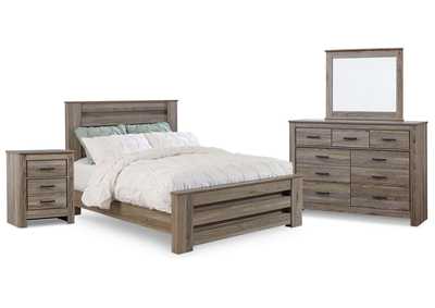 Zelen Queen Panel Bed with Mirrored Dresser and Nightstand,Signature Design By Ashley