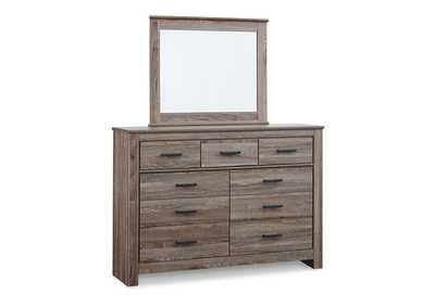Zelen Queen Panel Headboard Bed with Mirrored Dresser and Nightstand,Signature Design By Ashley