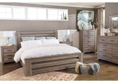 Zelen King/California King Panel Headboard Bed with Mirrored Dresser and Chest,Signature Design By Ashley