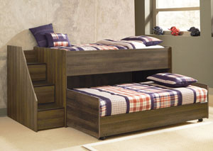 Image for Juararo Twin Loft & Caster Bed Set w/ Left Storage Steps