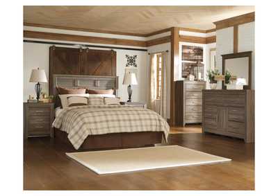 Juararo Queen Panel Headboard Bed with Mirrored Dresser, Chest and 2 Nightstands,Signature Design By Ashley
