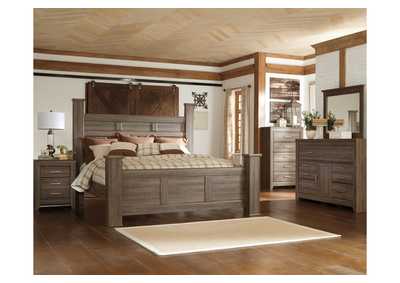 Juararo California King Poster Bed with Mirrored Dresser, Chest and 2 Nightstands,Signature Design By Ashley