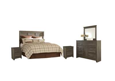Image for Juararo Queen Panel Headboard Bed with Mirrored Dresser and 2 Nightstands
