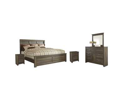 Image for Juararo California King Panel Bed with Mirrored Dresser and 2 Nightstands