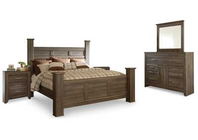 Image for Juararo California King Poster Bed, Dresser, Mirror and 2 Nightstands