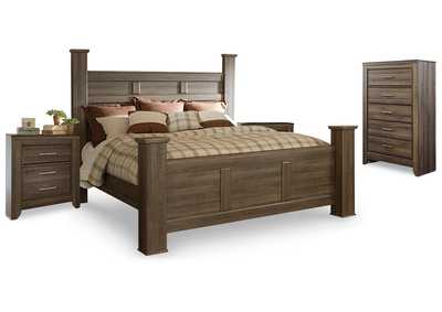Image for Juararo King Poster Bed, Chest and 2 Nightstands