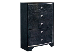 Image for Amrothi Black Five Drawer Chest