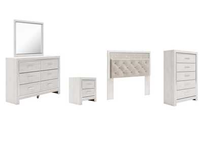 Image for Altyra Queen Panel Headboard Bed with Mirrored Dresser, Chest and Nightstand