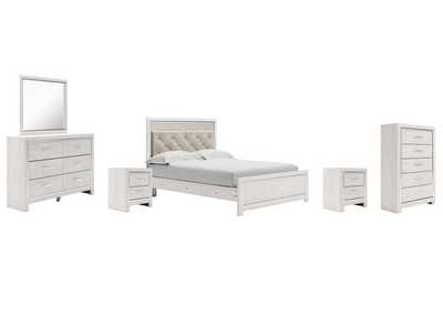 Image for Altyra Queen Upholstered Panel Bed, Dresser, Mirror, Chest and 2 Nightstands