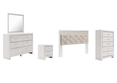Image for Altyra King Panel Headboard Bed with Mirrored Dresser, Chest and Nightstand
