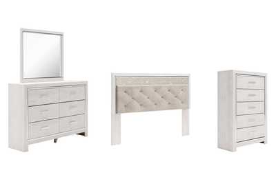 Image for Altyra King Panel Headboard Bed with Mirrored Dresser and Chest