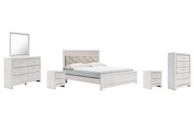 Altyra King Panel Bed with Mirrored Dresser, Chest and 2 Nightstands,Signature Design By Ashley