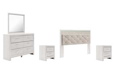 Image for Altyra King Panel Headboard Bed with Mirrored Dresser and 2 Nightstands