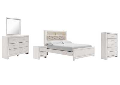 Image for Altyra Queen Panel Bookcase Bed with Mirrored Dresser, Chest and Nightstand