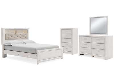 Image for Altyra Queen Panel Bookcase Bed with Mirrored Dresser and Chest