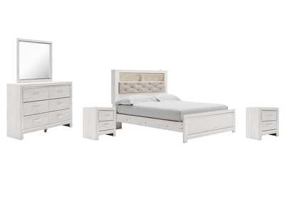 Image for Altyra Queen Panel Bookcase Bed with Mirrored Dresser and 2 Nightstands