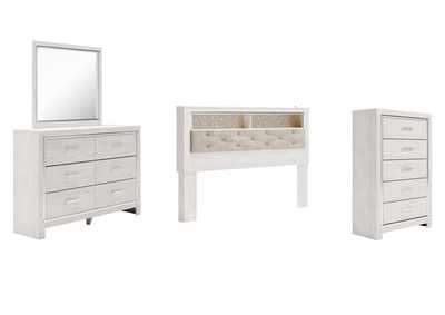 Image for Altyra King Bookcase Headboard Bed with Mirrored Dresser and Chest