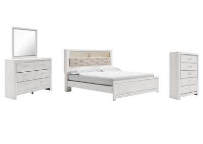 Image for Altyra King Panel Bookcase Bed with Mirrored Dresser and Chest
