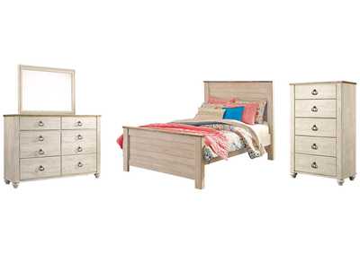 Image for Willowton Full Panel Bed with Mirrored Dresser and Chest