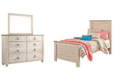 Image for Willowton Twin Panel Bed with Mirrored Dresser