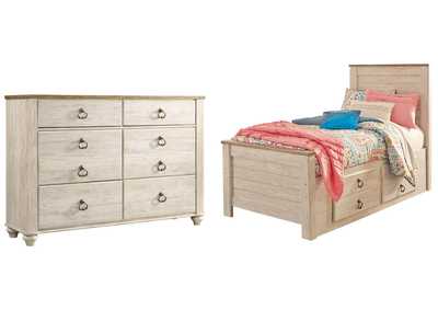 Willowton Twin Panel Bed with 2 Storage Drawers with Dresser,Signature Design By Ashley