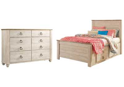Willowton Full Panel Bed with 2 Storage Drawers with Dresser,Signature Design By Ashley