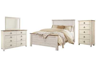 Willowton Queen Panel Bed with Mirrored Dresser and Chest,Signature Design By Ashley