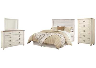 Image for Willowton Queen/Full Panel Headboard Bed with Mirrored Dresser and Chest