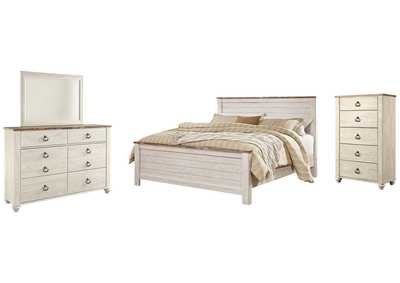 Image for Willowton California King Panel Bed with Mirrored Dresser and Chest