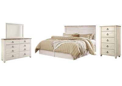 Image for Willowton King/California King Panel Headboard Bed with Mirrored Dresser and Chest