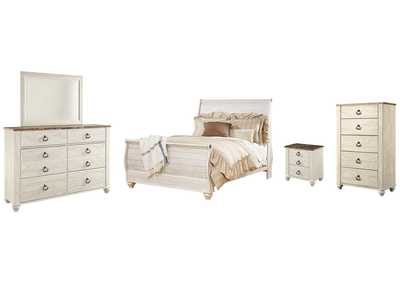 Image for Willowton Queen Sleigh Bed with Mirrored Dresser, Chest and Nightstand