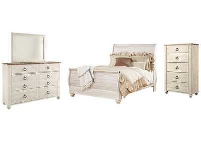 Image for Willowton Queen Sleigh Bed with Mirrored Dresser and Chest