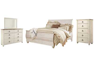 Image for Willowton King Sleigh Bed with Mirrored Dresser and Chest