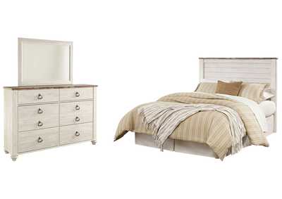 Image for Willowton Queen/Full Panel Headboard Bed with Mirrored Dresser