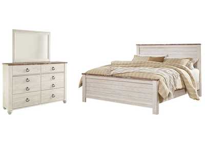 Image for Willowton California King Panel Bed with Mirrored Dresser