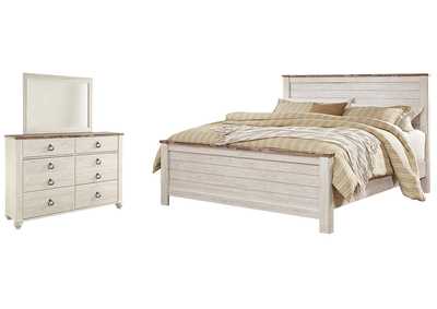 Image for Willowton King Panel Bed with Mirrored Dresser