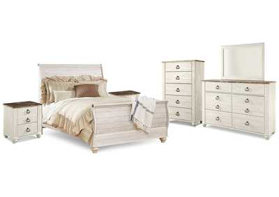 Image for Willowton Queen Sleigh Bed, 2 Dressers, Mirror, Chest and 2 Nightstands