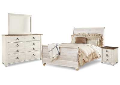 Image for Willowton Queen Sleigh Bed with Mirrored Dresser and Nightstand