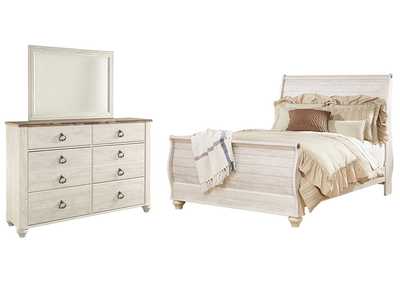 Image for Willowton Queen Sleigh Bed with Mirrored Dresser