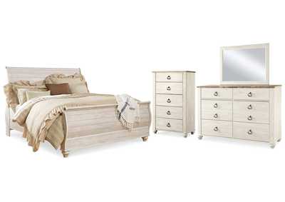 Willowton King Sleigh Bed, Dresser, Mirror and Chest,Signature Design By Ashley