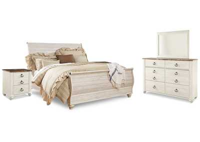 Image for Willowton King Sleigh Bed with Mirrored Dresser and 2 Nightstands