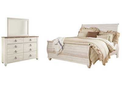 Image for Willowton King Sleigh Bed with Mirrored Dresser