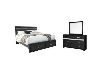 Image for Starberry King Panel Bed with 2 Storage Drawers with Mirrored Dresser