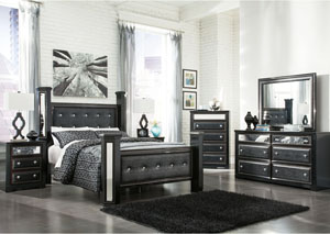 Image for Alamadyre Queen Upholstered Poster Bed w/Dresser, Mirror and Nightstand