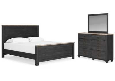 Image for Nanforth King Panel Bed, Dresser and Mirror