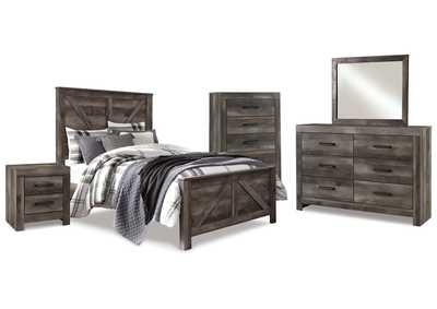 Wynnlow Queen Crossbuck Panel Bed with Mirrored Dresser, Chest and Nightstand,Signature Design By Ashley