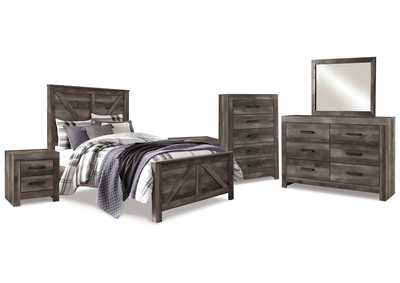 Wynnlow Queen Crossbuck Panel Bed with Mirrored Dresser, Chest and 2 Nightstands,Signature Design By Ashley