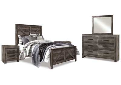 Wynnlow Queen Crossbuck Panel Bed with Mirrored Dresser and 2 Nightstands,Signature Design By Ashley