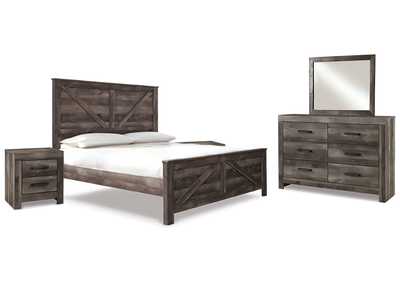 Image for Wynnlow King Crossbuck Panel Bed with Mirrored Dresser and 2 Nightstands